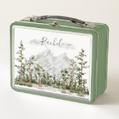 Mit Monogramm Wasserfarbengebirge und Wald Metall Brotdose (Vorderseite)