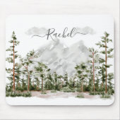 Mit Monogramm Wasserfarbengebirge und Wald Mousepad (Vorne)