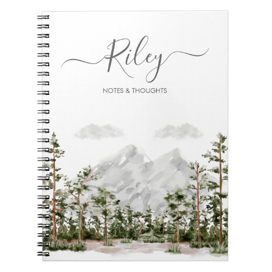 Mit Monogramm Wasserfarbengebirge und Wald Notizblock (Vorderseite)