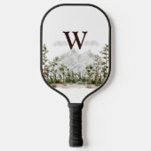 Mit Monogramm Wasserfarbengebirge und Wald Pickleball Schläger (Vorderseite)