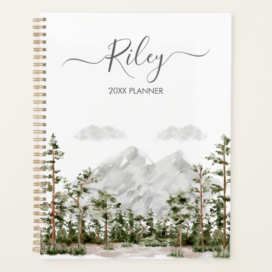 Mit Monogramm Wasserfarbengebirge und Wald Planer (Vorderseite)