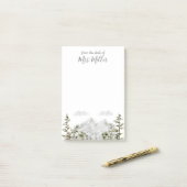 Mit Monogramm Wasserfarbengebirge und Wald Post-it Klebezettel (Auf Schreibtisch)