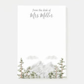 Mit Monogramm Wasserfarbengebirge und Wald Post-it Klebezettel (Vorderseite)