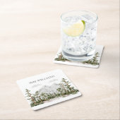 Mit Monogramm Wasserfarbengebirge und Wald Rechteckiger Pappuntersetzer (Vor Ort)