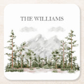 Mit Monogramm Wasserfarbengebirge und Wald Rechteckiger Pappuntersetzer (Vorderseite)