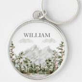 Mit Monogramm Wasserfarbengebirge und Wald Schlüsselanhänger (Vorne)