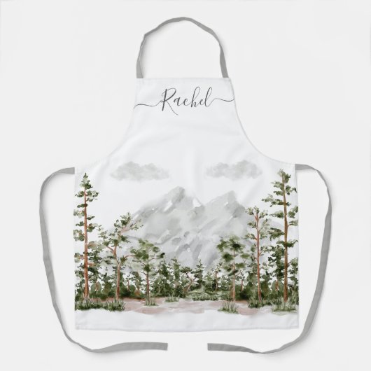 Mit Monogramm Wasserfarbengebirge und Wald Schürze (Vorderseite)