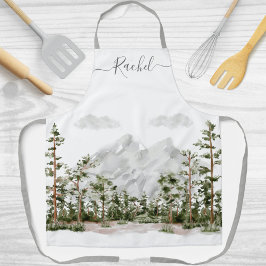 Mit Monogramm Wasserfarbengebirge und Wald Schürze