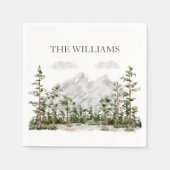 Mit Monogramm Wasserfarbengebirge und Wald Serviette (Vorderseite)