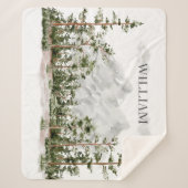 Mit Monogramm Wasserfarbengebirge und Wald Sherpadecke (Vorderseite)