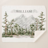 Mit Monogramm Wasserfarbengebirge und Wald Sherpadecke (Vorderseite (Horizontal))