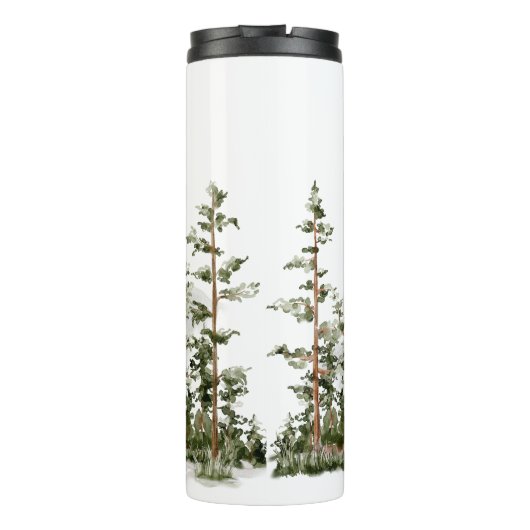 Mit Monogramm Wasserfarbengebirge und Wald Thermosbecher (Rückseite)