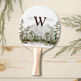Mit Monogramm Wasserfarbengebirge und Wald Tischtennis Schläger