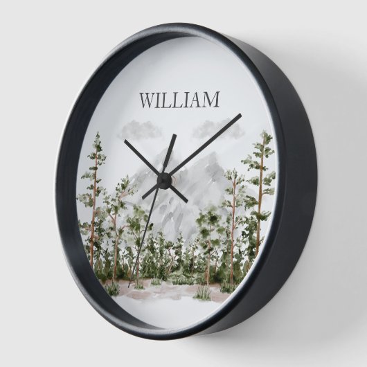 Mit Monogramm Wasserfarbengebirge und Wald Uhr (Winkel)