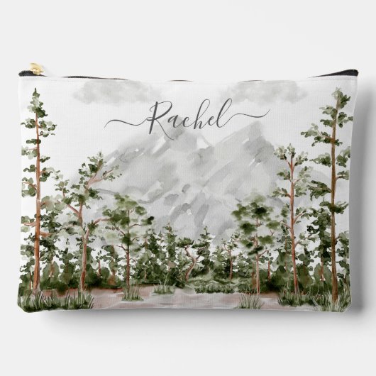 Mit Monogramm Wasserfarbengebirge und Wald Zubehörtasche (Vorderseite)
