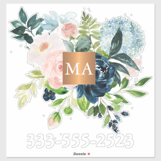 Mit Monogramm wasserfarbiges, metallisches Kupfer Aufkleber (Blatt)