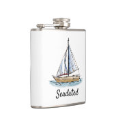 Mit Monogramm Wasserkolben mit Segelboot Flachmann (Rechts)