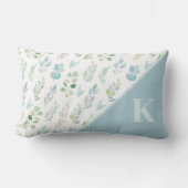 Mit Monogramm Watercolor Leaf Lumbar Kissen (Vorderseite)