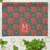 Mit Monogramm Watercolor Poinsettia Muster Geschirrtuch (Gefaltet)