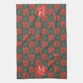 Mit Monogramm Watercolor Poinsettia Muster Geschirrtuch (Vertikal)