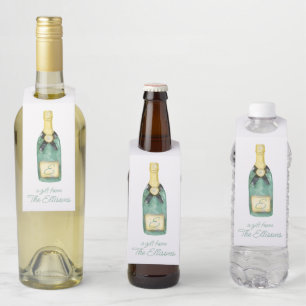 Mit Monogramm Watercolor Wein Flaschenanhänger
