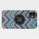 Mit Monogramm weibliches Stammmuster Zickzack Case-Mate iPhone Hülle (Rückseite (Horizontal))