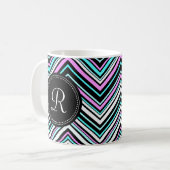 Mit Monogramm weibliches Stammmuster Zickzack Kaffeetasse (Vorderseite Links)