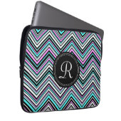 Mit Monogramm weibliches Stammmuster Zickzack Laptopschutzhülle (Vorne Rechts)