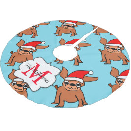 Mit Monogramm Weihnachten Chihuahua Polyester Weihnachtsbaumdecke