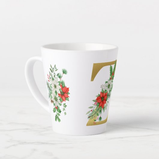 Mit Monogramm Weihnachten Latte Tasse - Goldbrief (Linke Ecke)