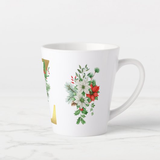 Mit Monogramm Weihnachten Latte Tasse - Goldbrief (Rechts)