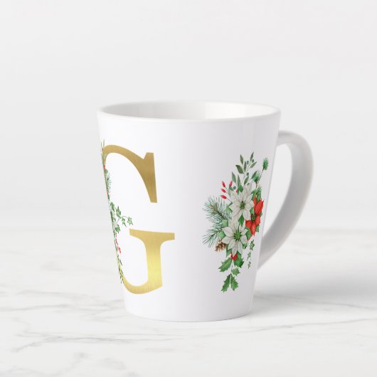 Mit Monogramm Weihnachten Latte Tasse - Goldbrief (Rechte Ecke)