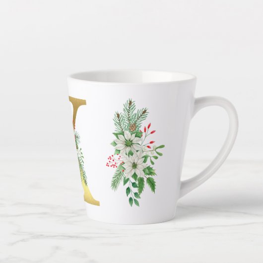 Mit Monogramm Weihnachten Latte Tasse - Goldbrief (Rechts)