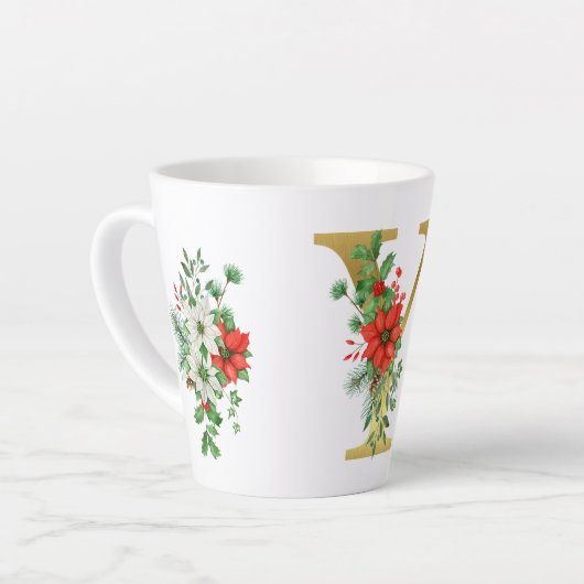 Mit Monogramm Weihnachten Latte Tasse - Goldbrief (Linke Ecke)