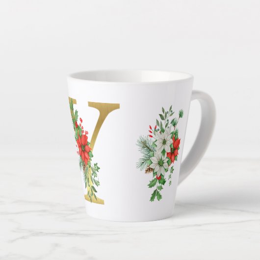 Mit Monogramm Weihnachten Latte Tasse - Goldbrief (Rechte Ecke)