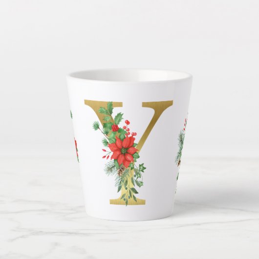 Mit Monogramm Weihnachten Latte Tasse - Goldbrief (Vorderseite)