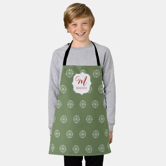 Mit Monogramm Weihnachten Niedlich Simple Snowflak Schürze (Getragen)