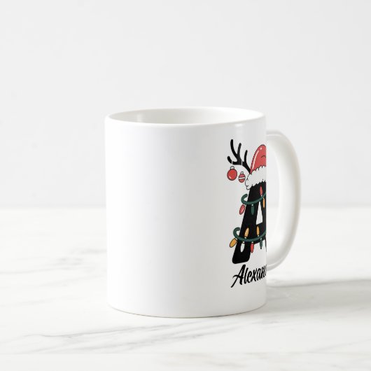 Mit Monogramm Weihnachten |Personalisierter Urlaub Kaffeetasse (VorderseiteRechts)