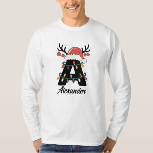 Mit Monogramm Weihnachten  Personalisierter Urlaub T-Shirt