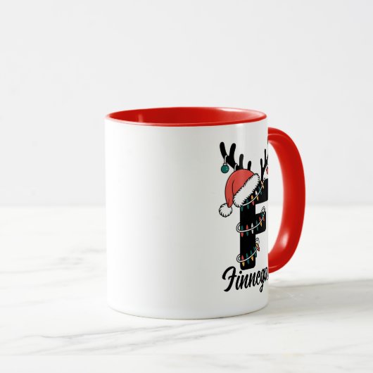 Mit Monogramm Weihnachten |Personalisierter Urlaub Tasse (VorderseiteRechts)