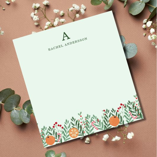 Mit Monogramm Weihnachts-Blume Notepad Notizblock