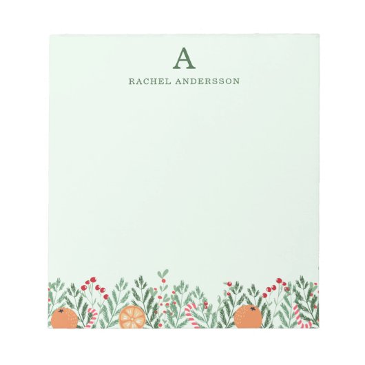 Mit Monogramm Weihnachts-Blume Notepad Notizblock (Vorderseite)