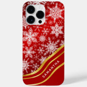 Mit Monogramm Weihnachts-Rot-Gold-Schneeflocken Case-Mate iPhone Hülle (Rückseite)