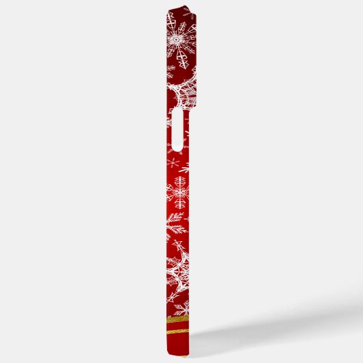 Mit Monogramm Weihnachts-Rot-Gold-Schneeflocken Case-Mate iPhone Hülle (Rückseite / Rechts)