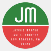 Mit Monogramm Weihnachtsansprache Runder Aufkleber (Vorderseite)