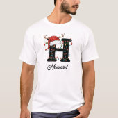 Mit Monogramm Weihnachtsantler-Weihnachtsmannmütze T-Shirt (Vorderseite)