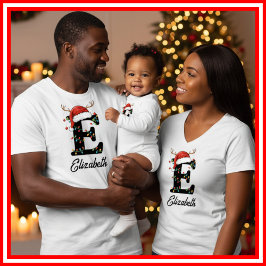 Mit Monogramm Weihnachtsantler-Weihnachtsmannmütze T-Shirt