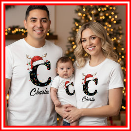 Mit Monogramm Weihnachtsantler-Weihnachtsmannmütze T-Shirt