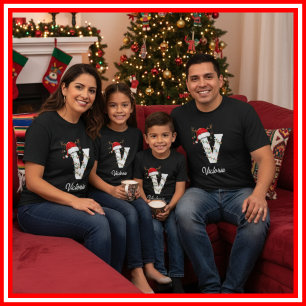 Mit Monogramm Weihnachtsantler-Weihnachtsmannmütze T-Shirt