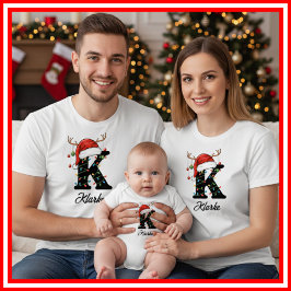 Mit Monogramm Weihnachtsantler-Weihnachtsmannmütze T-Shirt